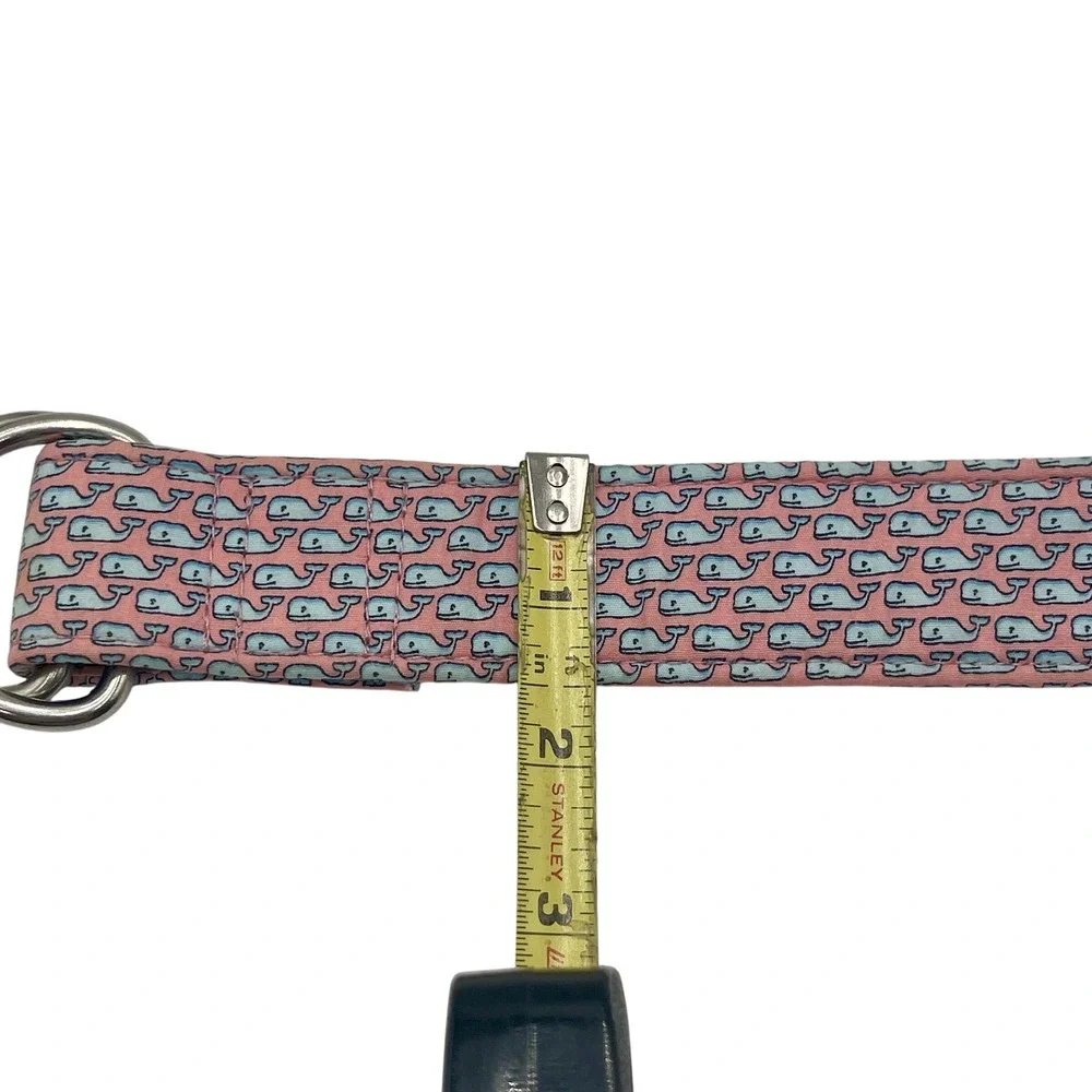 Vineyard Vines Whale‎ Print Pink Fabric Belt Women's Size M Double Ring